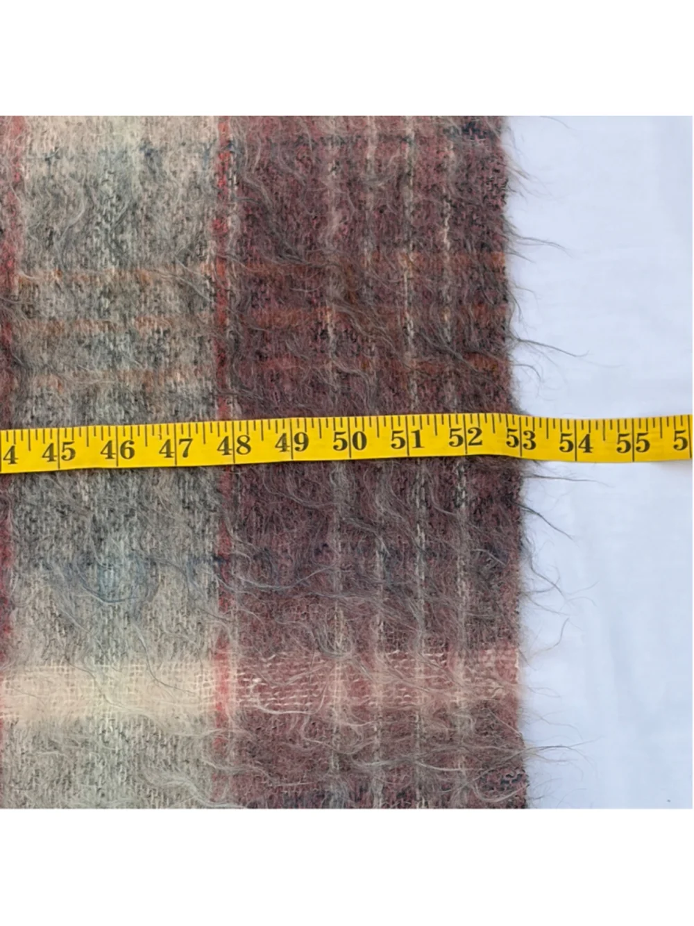 Vintage Glen Cree Mohair Throw Blanket Burgundy Grey Plaid 53” x 75” Scotland